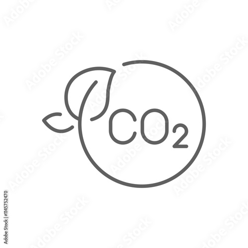 Carbon neutrality icon. Simple outline style. CO2 neutral, carbon emission, reduce, eco, leave, reduction, sustainable concept. Thin line symbol. Vector illustration isolated. Editable stroke.