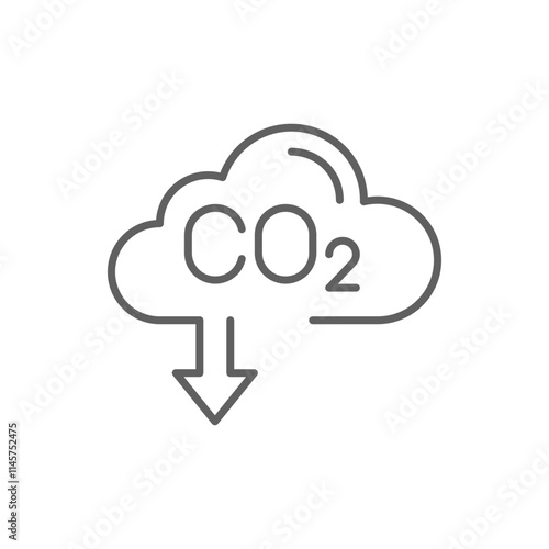 Carbon absorbing icon. Simple outline style. CO2 emissions, carbon dioxide reduction, low, reduce, neutral, environment concept. Thin line symbol. Vector illustration isolated. Editable stroke.