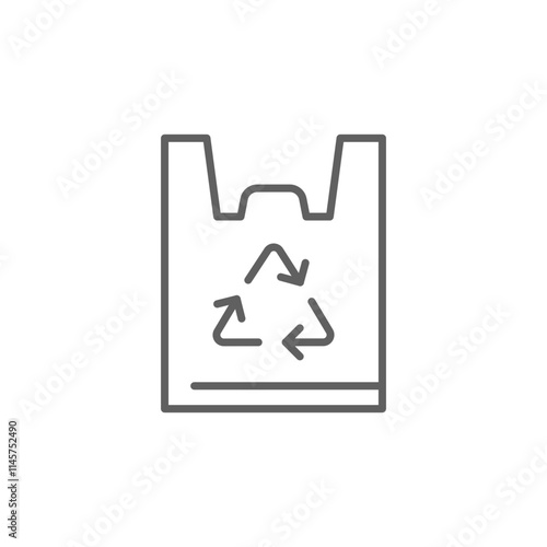Recyclable bag icon. Simple outline style. Plastic bag with recycle sign, eco, garbage, reuse, pollution, life, environment concept. Thin line symbol. Vector illustration isolated. Editable stroke.