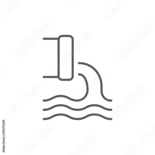 Wastewater icon. Simple outline style. Waste water, effluent, drainage, sewer, sewage, industry, pipe, pollution, environment concept. Thin line symbol. Vector illustration isolated. Editable stroke.