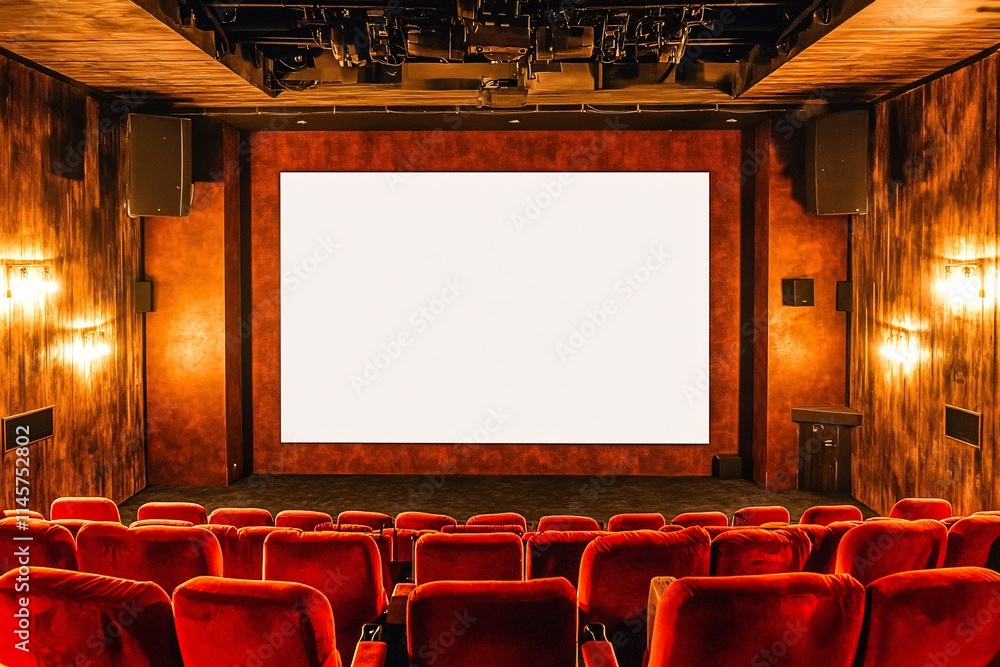 Fototapeta premium Empty Cinema Hall with Red Seats