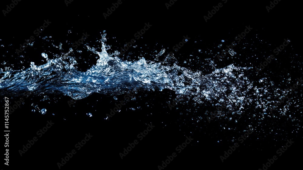 Obraz premium A bright and energetic image of crystal-clear blue water splashing in all directions, droplets gleaming as they move.