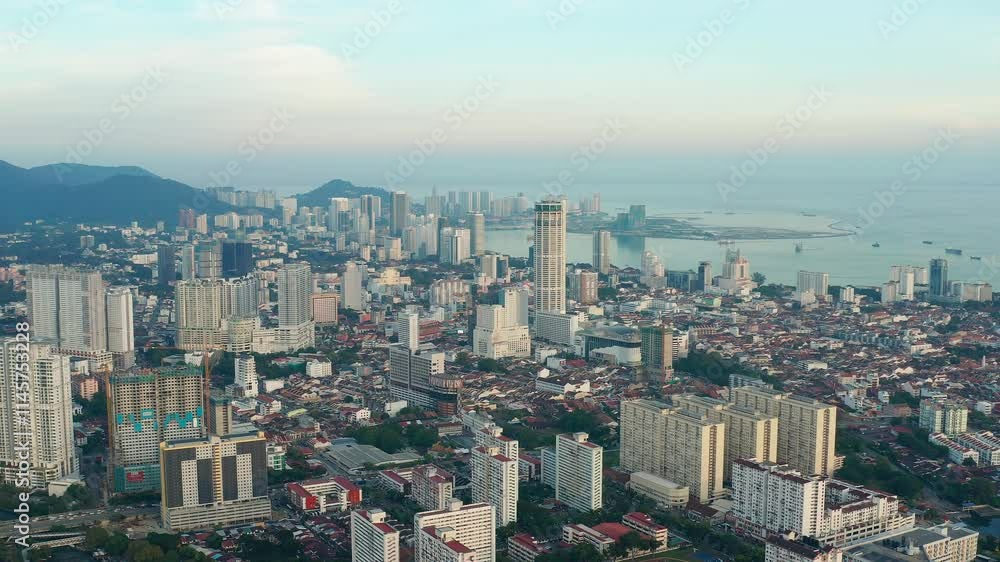Penang Island aerial view, George Town, Malaysia Penang Island aerial view, George Town, Malaysia