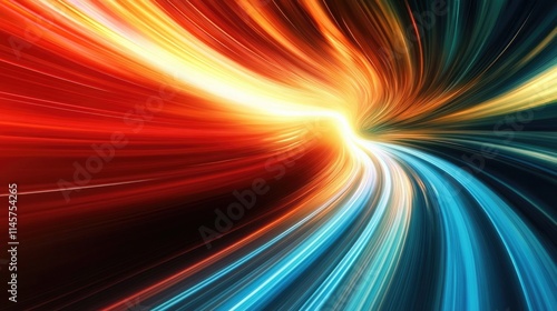 Colorful light trails creating a dynamic sense of speed and motion in an abstract background design perfect for automotive themes.