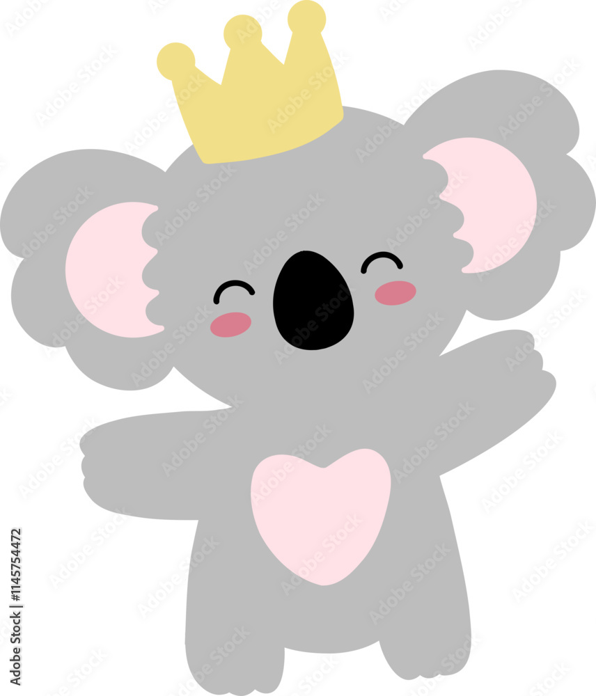 Koala Character King Crown Nursery Element Koala Character King Crown Nursery Element