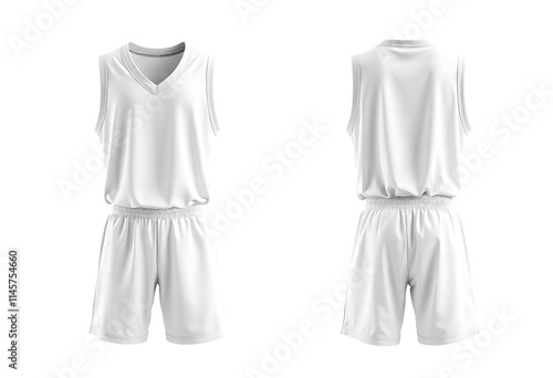 White Basketball Uniform Mockup: Front & Back