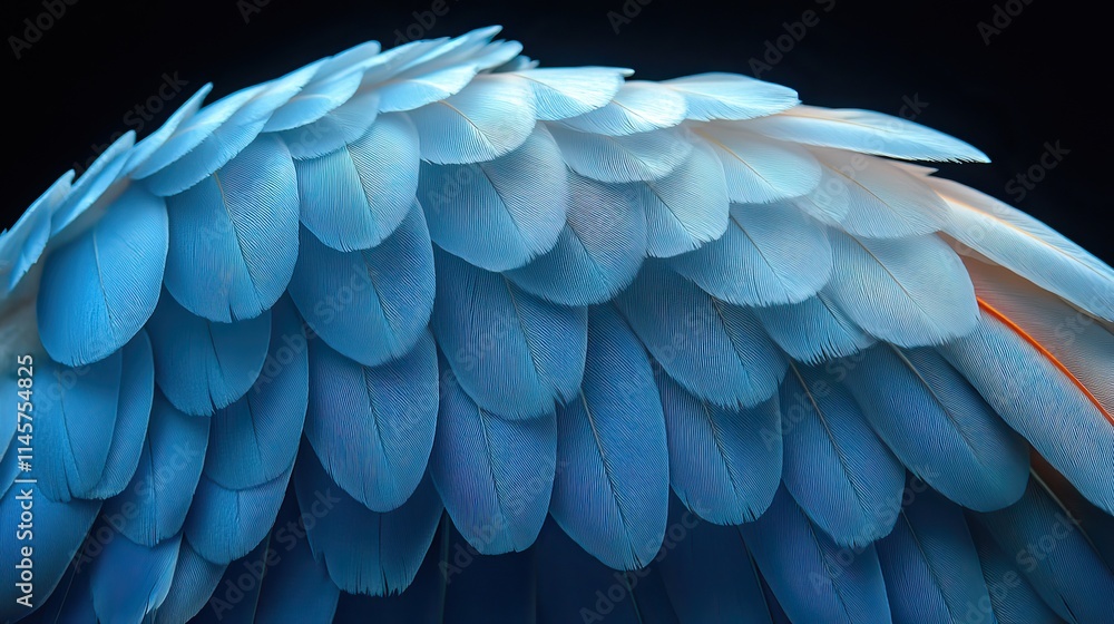 Fototapeta premium Feather wings form an abstract background, resembling a pattern or texture, evoking themes of nature, elegance, and artistic expression.