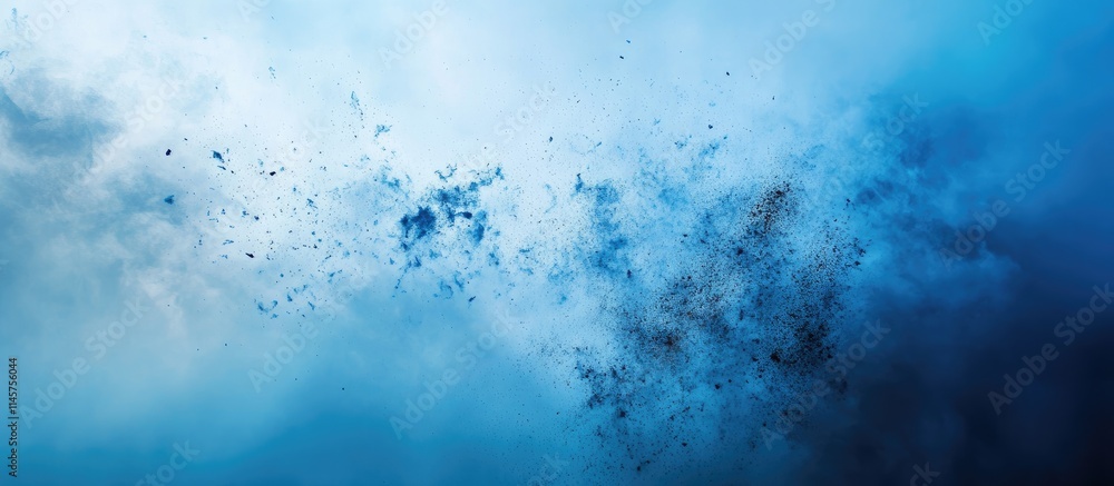 Dramatic blue sky with fleeting fireworks creating an ethereal atmosphere during a stunning nighttime display Dramatic blue sky with fleeting fireworks creating an ethereal atmosphere during a stunning nighttime display