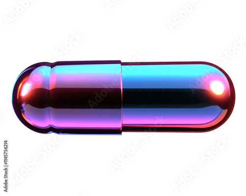 Iridescent Capsule with Smooth Surface and Glossy Finish