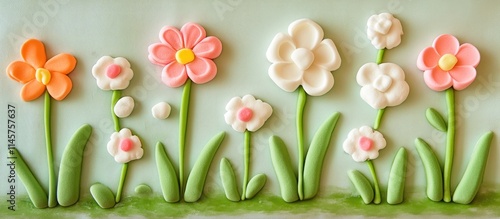 Colorful flower appliquÃ© made from marshmallows representing a creative Mother's Day gift for children to make with their moms photo