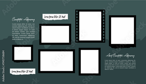Pictures or photos frame collage. comics page grid layout abstract photo frames and digital photo wall template
