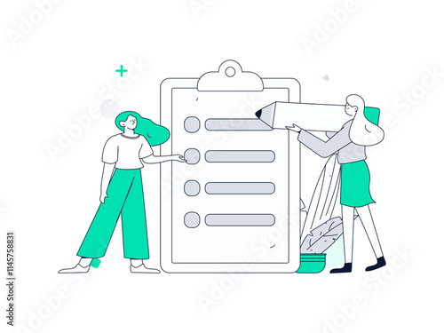 Invite friends to conduct questionnaire flat vector concept operation hand drawn illustration
