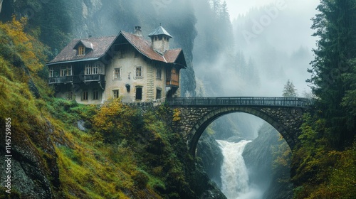 Transfagarasan, a breathtaking scenic drive through the Carpathians in Romania, features stunning mountain landscapes and the cascading Balea Waterfall. photo