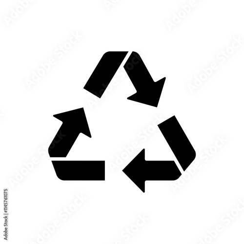 Recycle icon. Simple solid style. Eco friendly practices, suitable for environmental initiatives and sustainability projects concept. Black silhouette, glyph symbol. Vector illustration isolated. photo