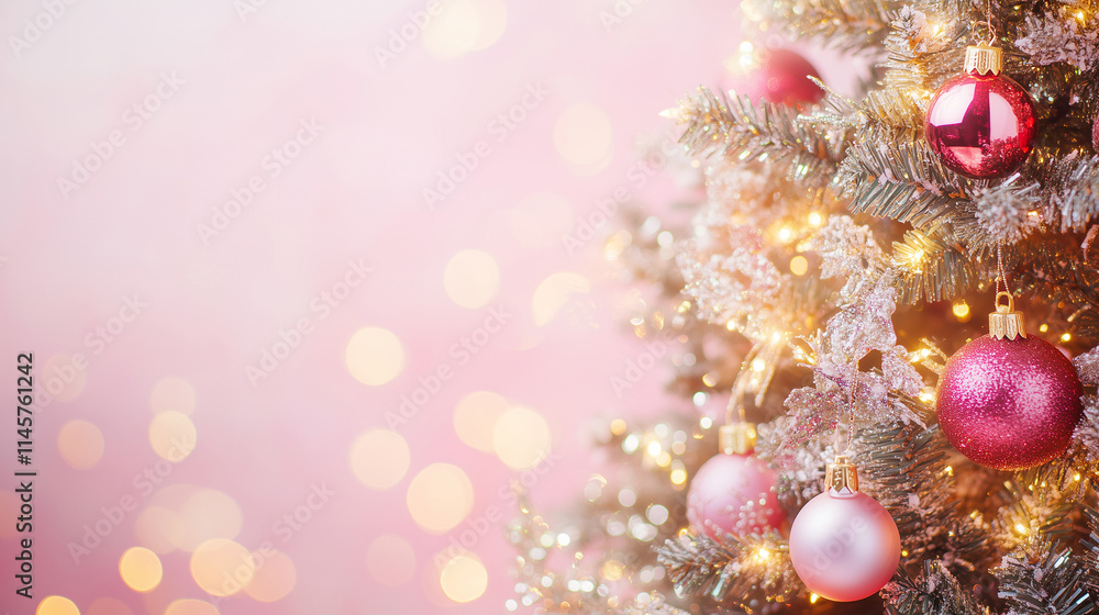 Cute Christmas tree on pink background Cute Christmas tree on pink background