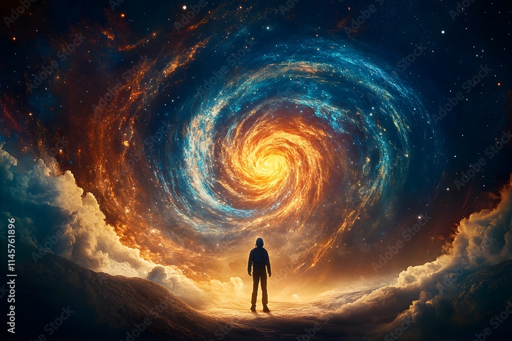 A retro-themed astronaut in a space suit against a vibrant cosmic background, surrounded by stars and nebulous colors. A retro-themed astronaut in a space suit against a vibrant cosmic background, surrounded by stars and nebulous colors.