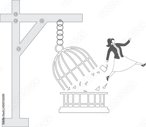 Businesswoman successfully unlocked and escaped from the cage