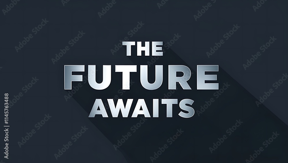 Fototapeta premium The Future Awaits A Metallic Text Graphic Design