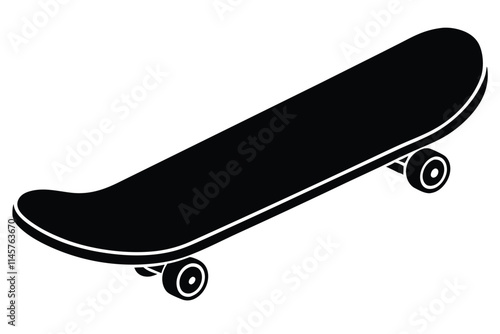 Black and white hand-drawn skateboard icon silhouette isolated on a white background. Skateboard clipart vector silhouette EPS File