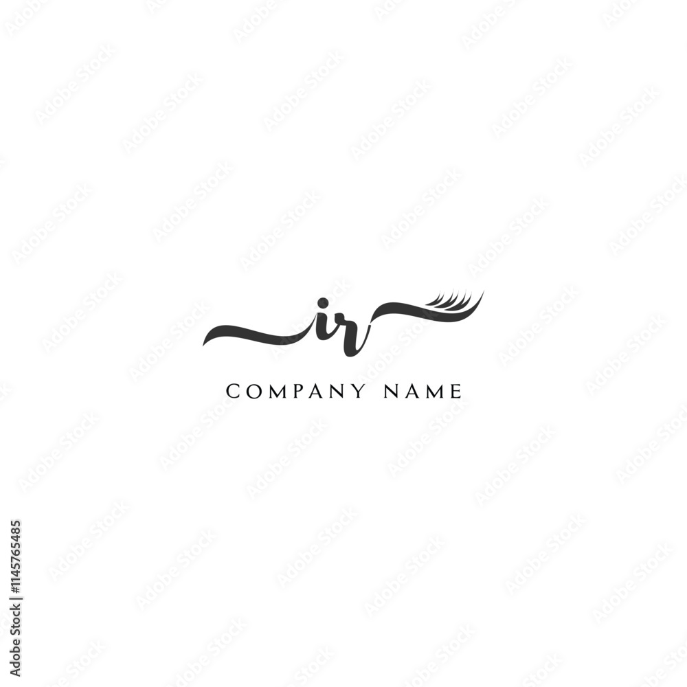 Minimalist IR Logo Design with Abstract Feather Element Minimalist IR Logo Design with Abstract Feather Element