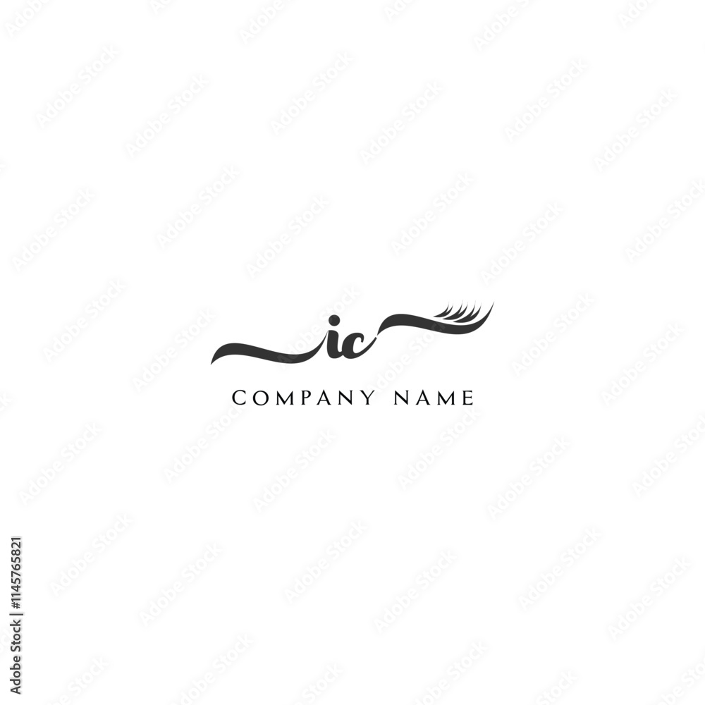 Minimalist IC Logo Design with Abstract Feather Element Minimalist IC Logo Design with Abstract Feather Element