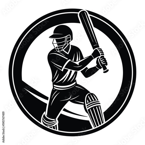 Cricket player logo design vector. Icon Symbol. Template Illustration