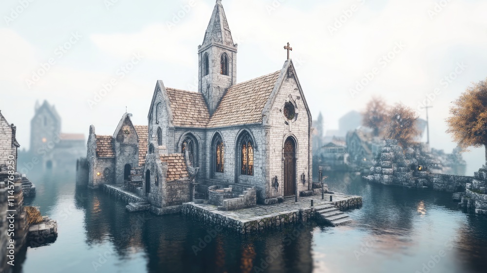 Historic church by the Grand Canal reflecting serene waters and charming architecture in a tranquil landscape environment. Historic church by the Grand Canal reflecting serene waters and charming architecture in a tranquil landscape environment.