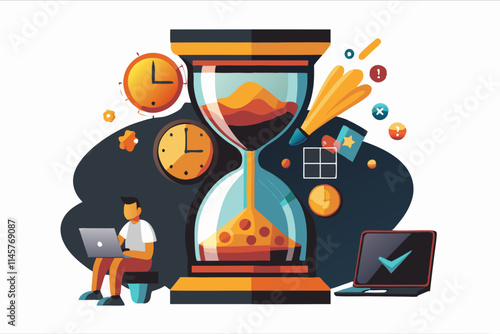 Time Management Concept: Balancing Technology and Productivity in Modern Life