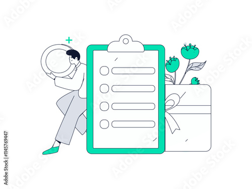 Invite friends to conduct questionnaire flat vector concept operation hand drawn illustration
