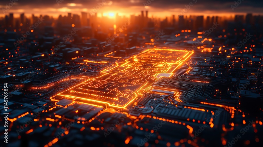 Fototapeta premium Hologram engineering and futuristic cybersecurity symbolize computing, abstract connection, digital transmission, tech data network, firewall protection, communication, and blockchain.