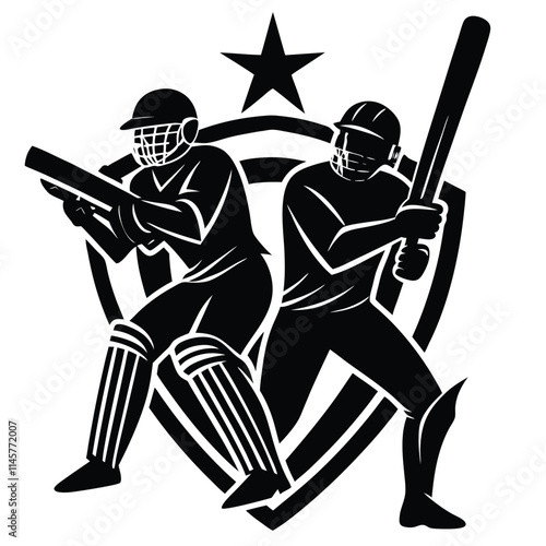 Cricket player logo design vector. Icon Symbol. Template Illustration