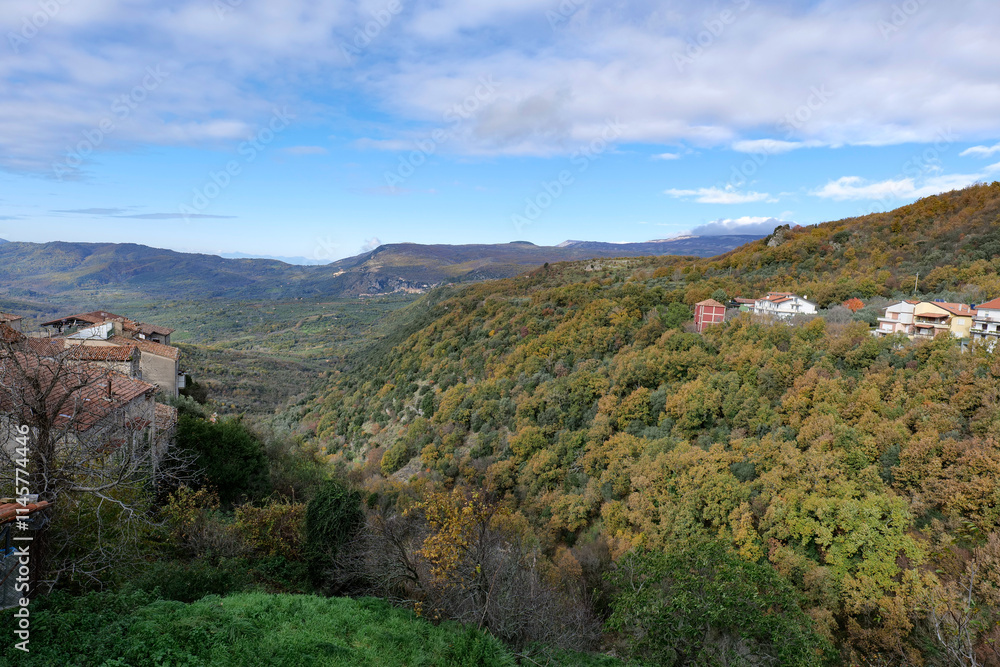 Fototapeta premium The landscape around Corleto Monforte, a small town in the province of Salerno, Italy.