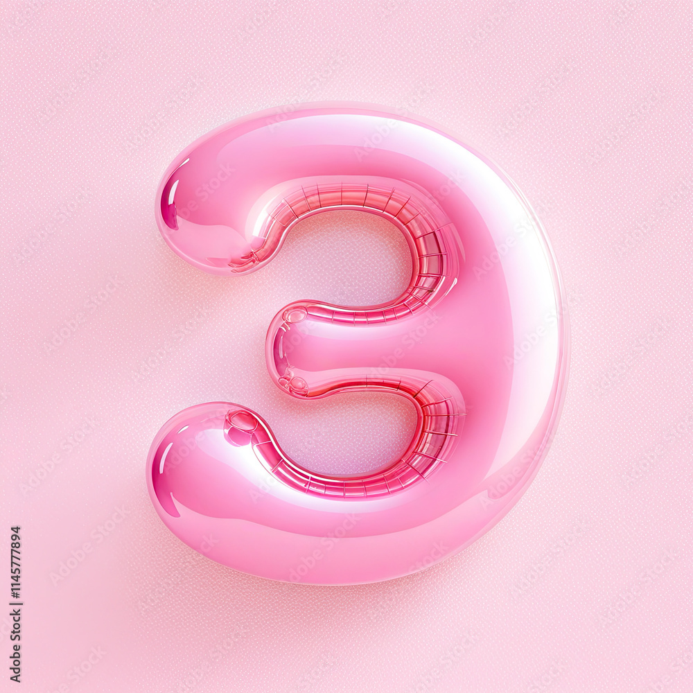 Glossy pink letter Э balloon on soft background for celebration and decoration Glossy pink letter Э balloon on soft background for celebration and decoration
