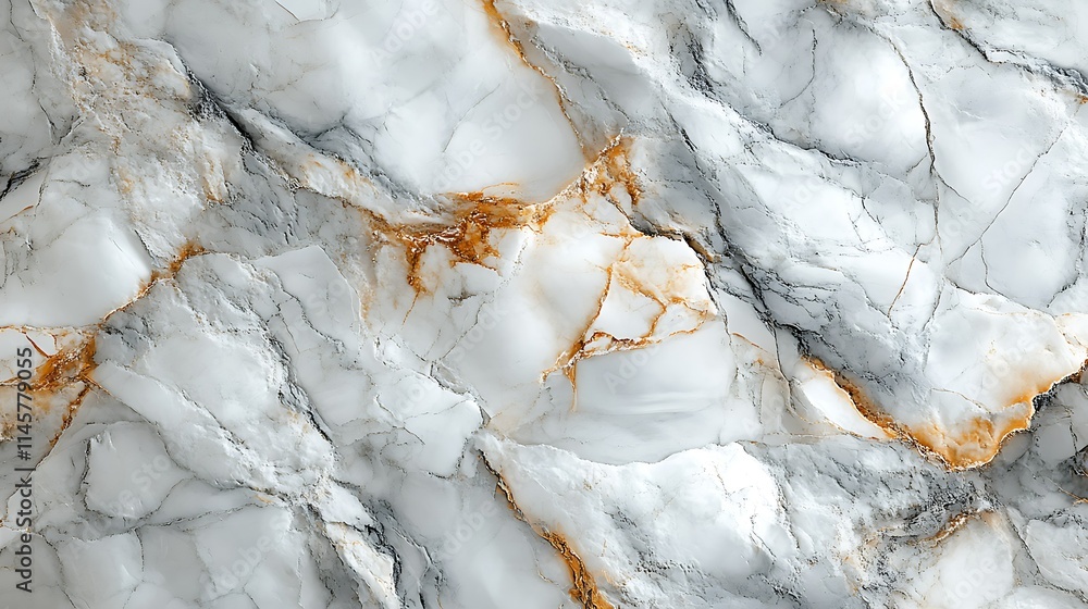Close-up of white and gold marble texture with swirling veins. Close-up of white and gold marble texture with swirling veins.