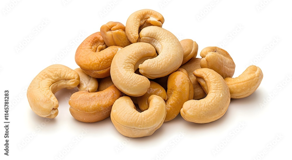 Raw Cashew Nuts Pile on White Background for Healthy Snack Ideas Raw Cashew Nuts Pile on White Background for Healthy Snack Ideas