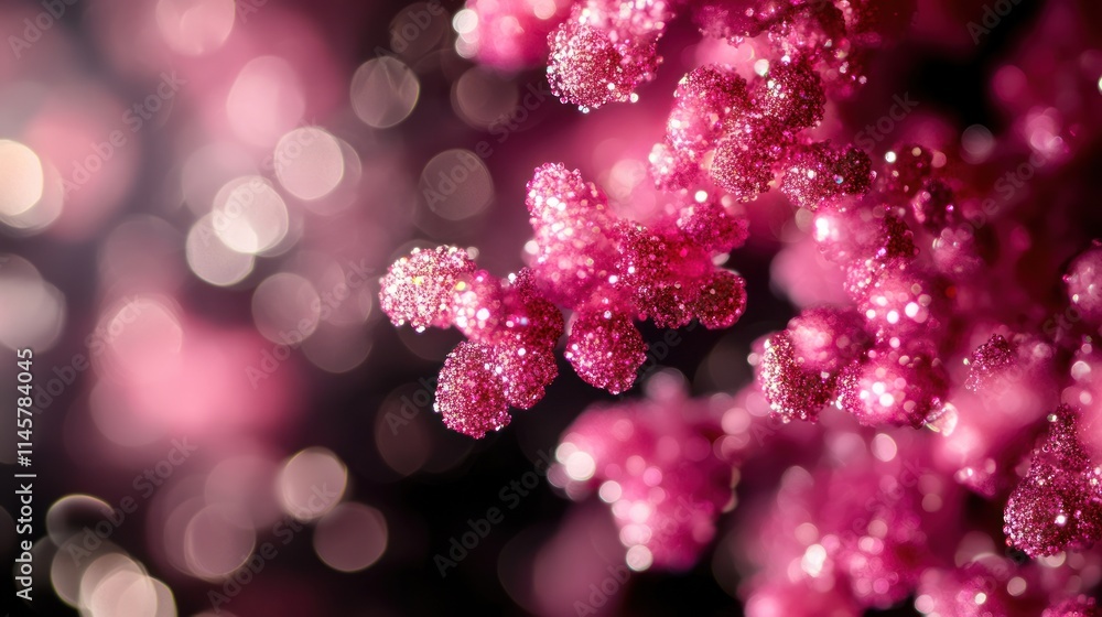 Close-up of vibrant pink crystals with bokeh background. Close-up of vibrant pink crystals with bokeh background.