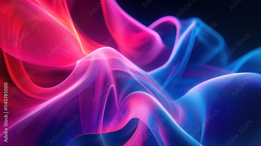Obraz premium Abstract flowing vibrant pink and blue light waves.