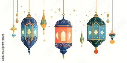 Elegant Hanging Lanterns Festive Islamic Decor photo