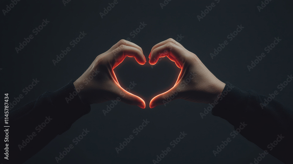 Valentine's Day in Sign Language. Creating heart shape with hands and subtle lighting Valentine's Day in Sign Language. Creating heart shape with hands and subtle lighting