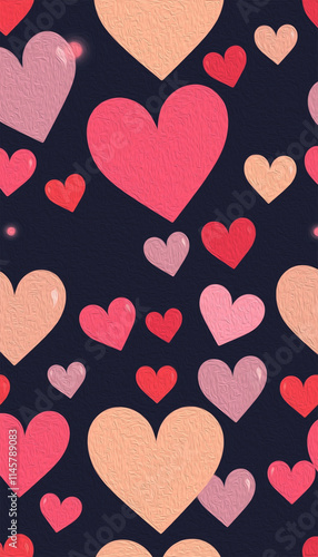 Valentine's Day card design. Illustration with oil paint. Pattern for printing on wall decorations, covers, wallpapers