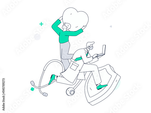 Medical characters fighting the epidemic flat vector concept operation hand drawn illustration
