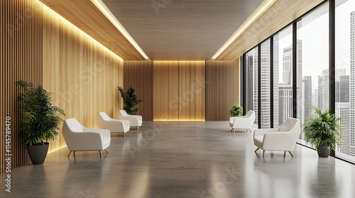 Wallpaper Mural An empty professional conference room interior with modern furnishings, a large table, ergonomic chairs, and ample lighting, ready for productive meetings. Torontodigital.ca