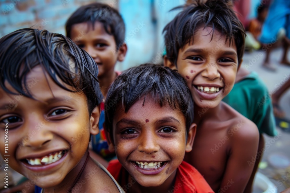 Portrait of a group of poor children in Bhaktapur circa October 2013 in Bhaktapur. Portrait of a group of poor children in Bhaktapur circa October 2013 in Bhaktapur.