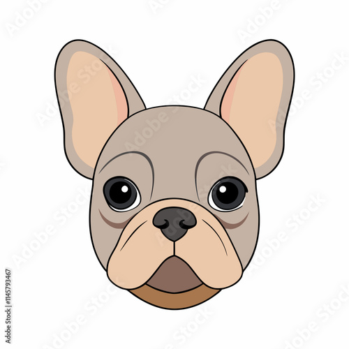 Cute French Bulldog Head vector cartoon illustration