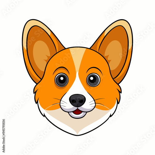 Cute Corgi Dog Head vector cartoon illustration