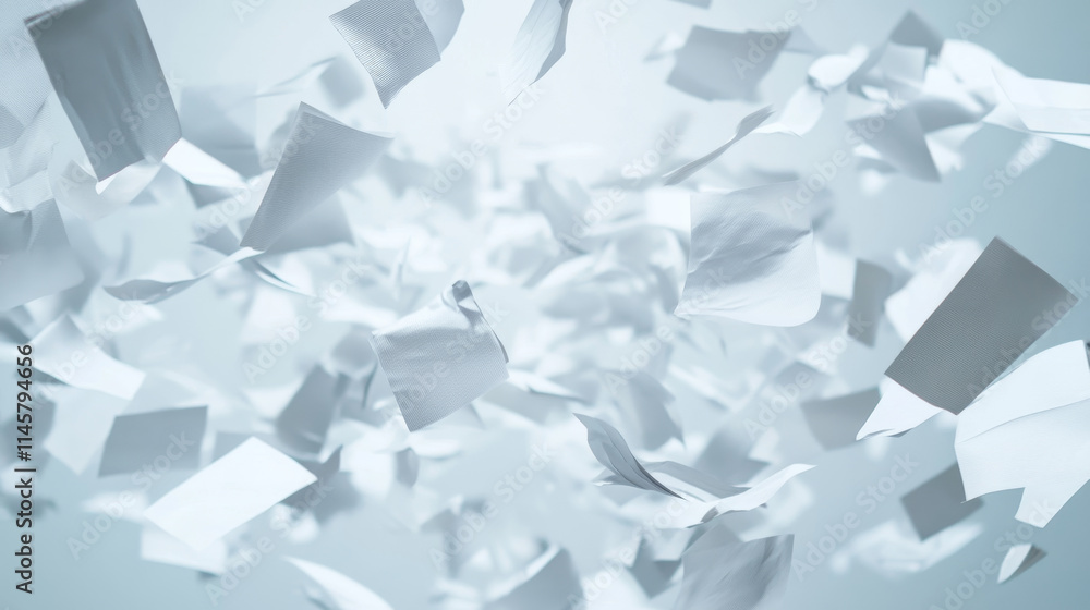 Realistic set of white paper sheets falling down isolated on transparent background. Vector illustration of stack of blank pages, office documents, business files flying in air. Mess in paperwork Realistic set of white paper sheets falling down isolated on transparent background. Vector illustration of stack of blank pages, office documents, business files flying in air. Mess in paperwork