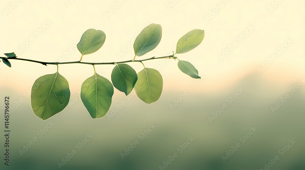Fototapeta premium branch with green leaves