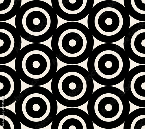 Abstract art black circle geometric seamless pattern. Thick circle contour. Pattern for mens textiles.