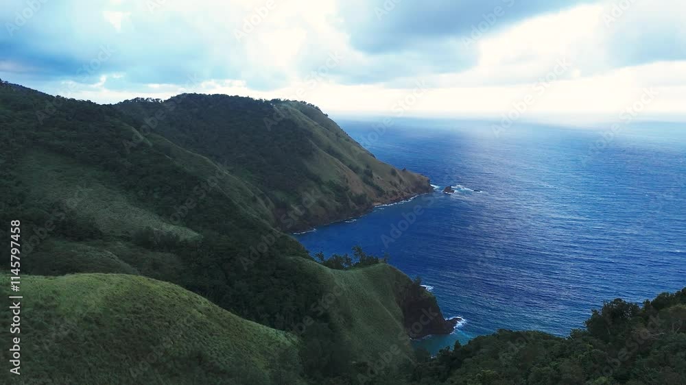 Evening drone view of Dingalan, Philippines Evening drone view of Dingalan, Philippines