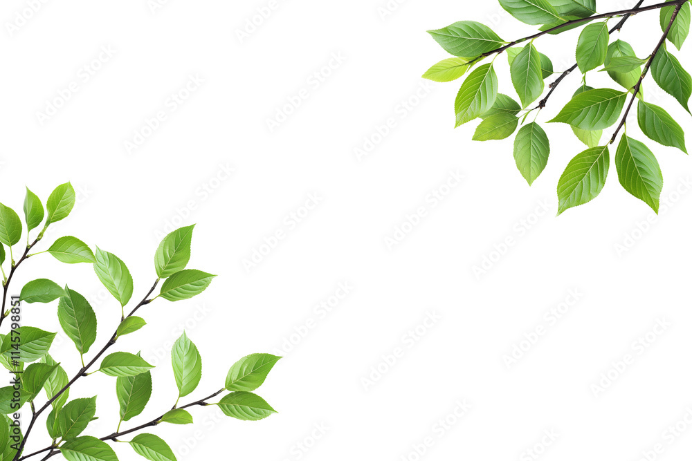 Green leaves on corner border Green leaves on corner border